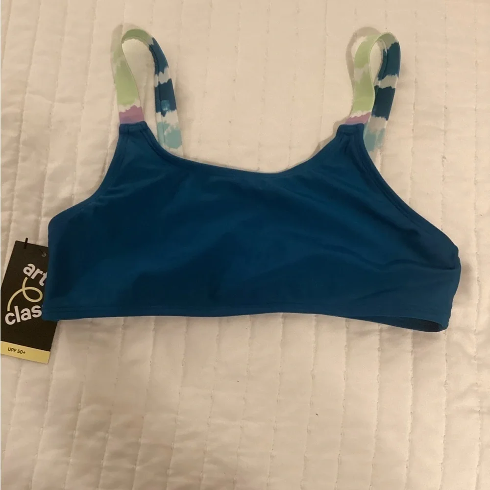 NWT Art Class‎ Girls Teal Multi-Color Swimsuit Bikini Top size 10/12